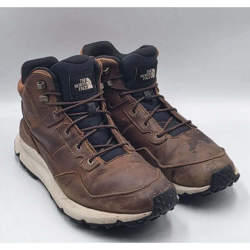 The North Face Men's Vals II Mid Leather Waterproof Boots Brown Size 10